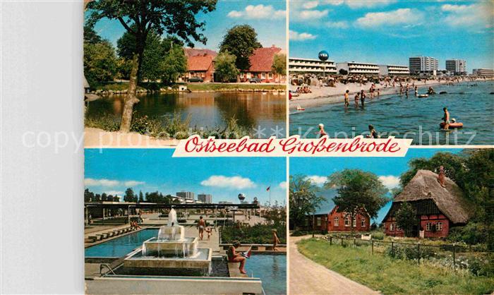 Grossenbrode Ostseebad Teilansichten Strand Schwimmbad Friesenhaeuser