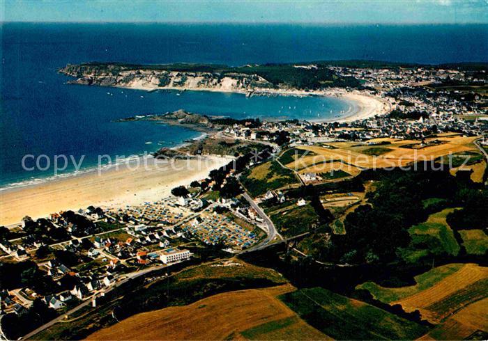 Erquy Les campings a la plage de Coroual et la pointe de la Heussaye