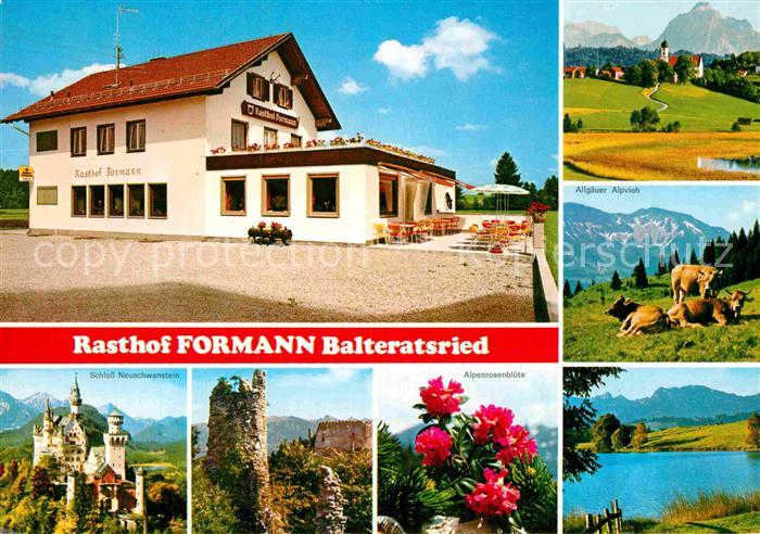 Balteratsried Rasthof Formann Schloss Neuschwanstein Ruine Alpenrosenbluete Pano