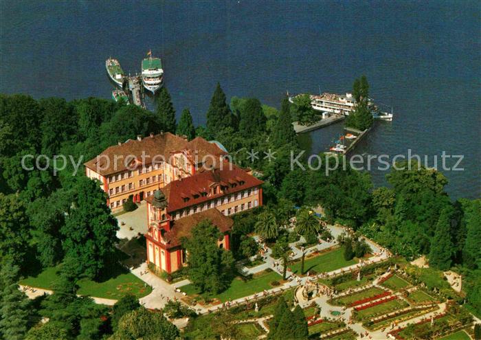 Mainau Fliegeraufnahme Schloss Kirche Rosengarten