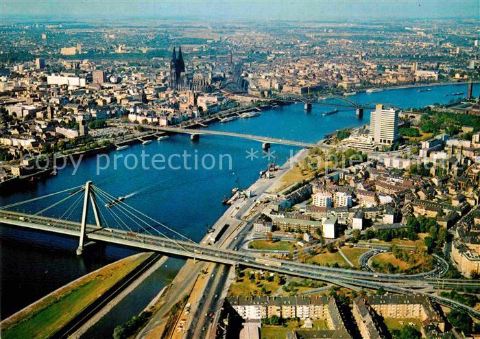 Koeln Rhein Fliegeraufnahme Dom Severins- Deutzer- Hohenzoller- Zoobruecke