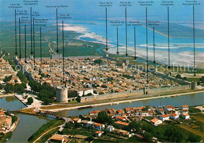 Aigues-Mortes Gard Fliegeraufnahme Altstadt