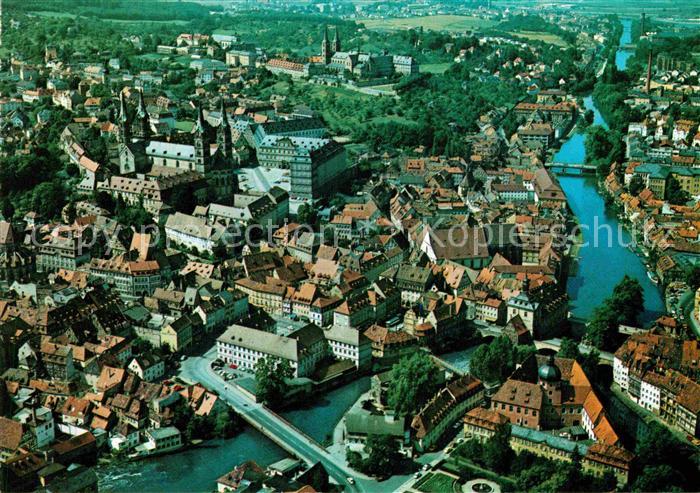 Bamberg Fliegeraufnahme Regnitz Altes Rathaus Kaiserdom Kloster Michelsburg