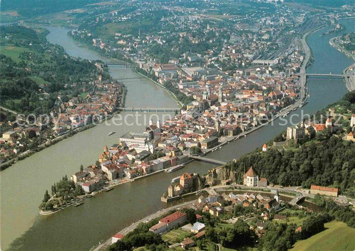 PAssAU Bayern Fliegeraufnahme Donau Inn Ilz