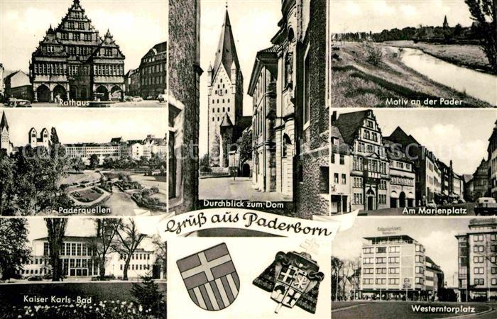 Paderborn Rathaus Paderquellen Kaiser Karlsbad Dom Marienplatz Westerntorplatz W
