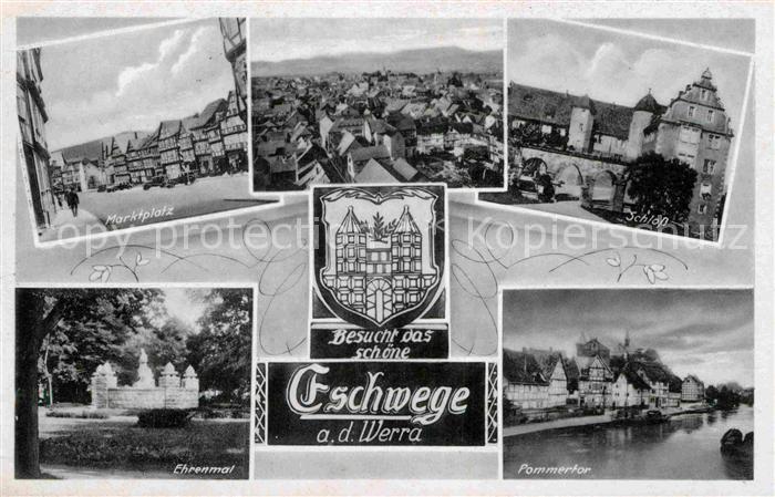 Eschwege Marktplatz Ehrenmal Schloss Pommertor Werra Wappen