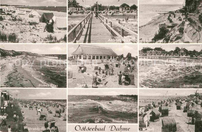Dahme Ostseebad Strand Anlegebruecke Hohes Ufer Brandung Lesehalle Promenade