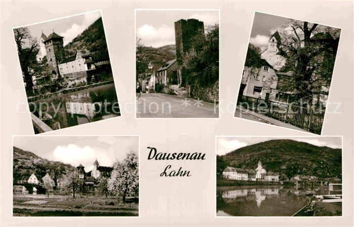 Dausenau Partie an der Lahn Torturm Schiefe Turm Kirche