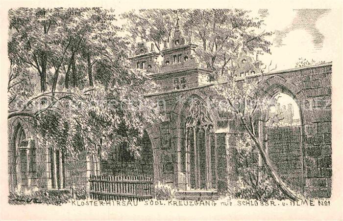 Hirsau Kloster Kreuzgang Schlossruine Ulme Steinzeichnung von J. Luz Serie I Kue