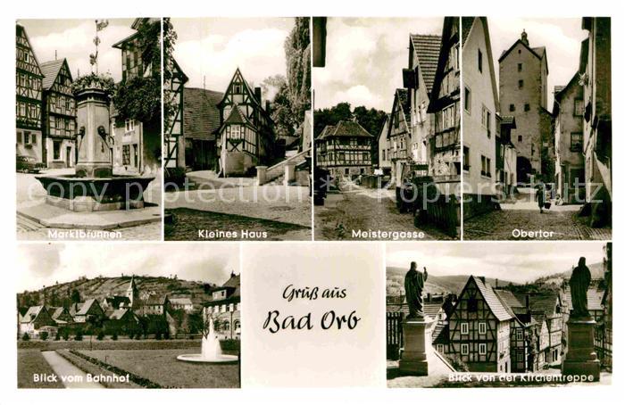 Bad Orb Marktbrunnen Kleines Haus Fachwerk Meistergasse Obertor Statuen