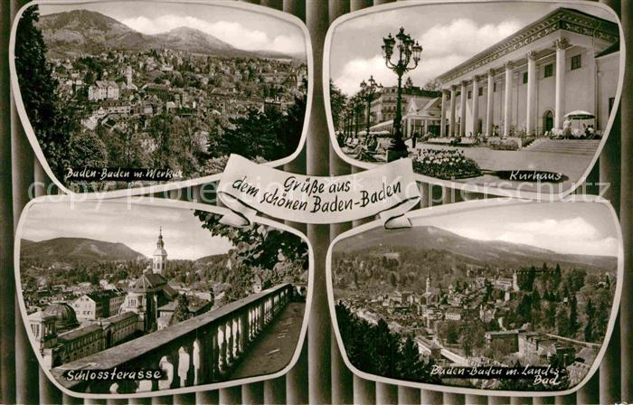 Baden-Baden Stadtbild mit Merkur Kurhaus Landesbad Schlossterrasse