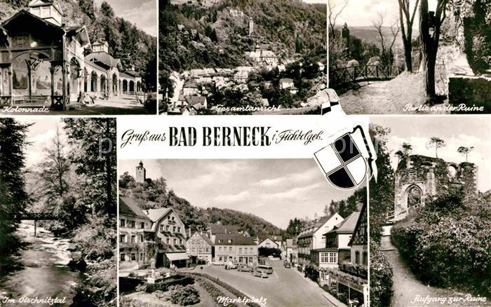 Bad Berneck Kolonnade Burgruine Marktplatz oelschnitztal Bach