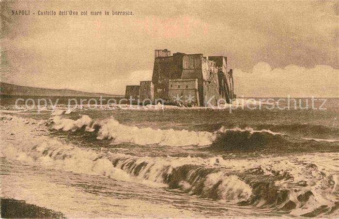 Napoli Neapel Castello dell Ove col mare la burrasca