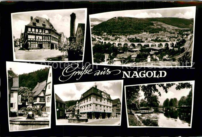 Nagold Ortsmotive Innenstadt Brunnen Viadukt Schwarzwald