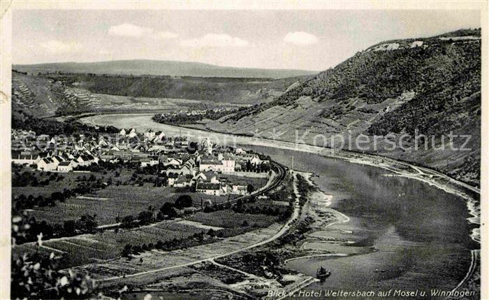 Winningen Mosel Panorama Blick vom Hotel Weltersbach