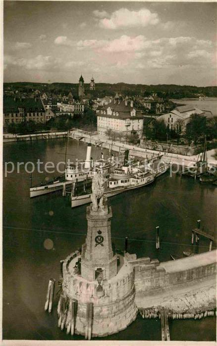 Lindau Bodensee Inselstadt Hafen Bayerischer Loewe Fliegeraufnahme