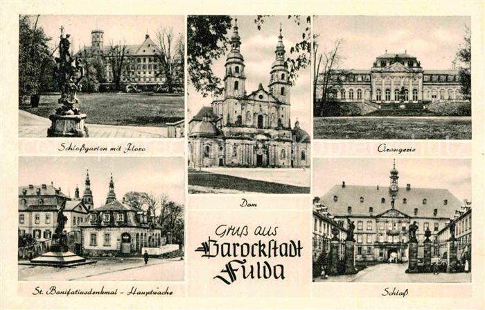 FULDA Hessen Schlossgarten mit Flora Dom Orangerie St Bonifatiusdenkmal Hauptwac