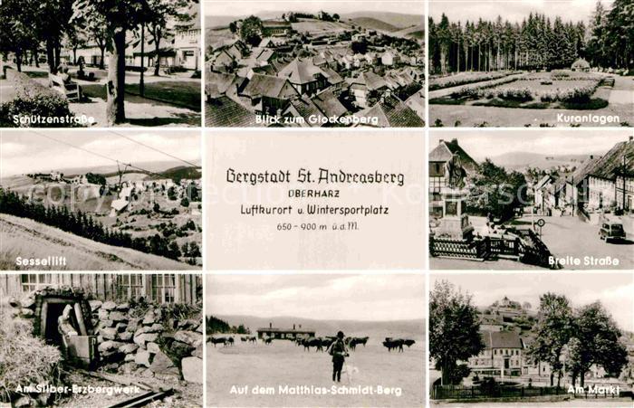 St Andreasberg Harz Teilansichten Bergstadt Glockenberg Kuranlagen Markt Sessell