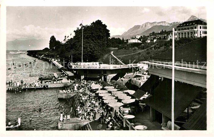 Evian-les-Bains Haute Savoie La Plage Strand Restaurant Terrasse