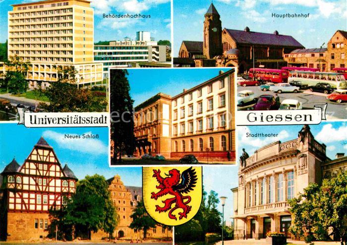 Giessen Lahn Behoerdenhochhaus Hauptbahnhof Stadttheater Schloss Wappen