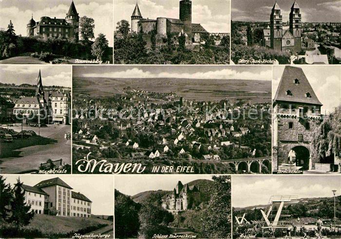 Mayen Genovevaburg Herz Jesu Kirche Brueckentor Marktplatz Jugendherberge Schlos