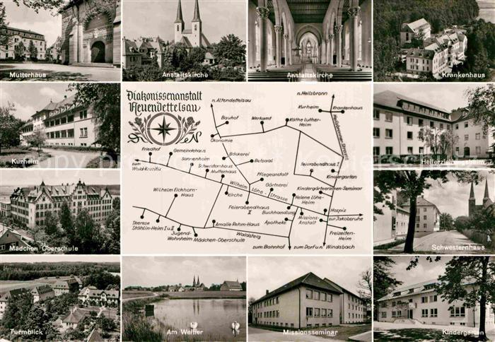 Neuendettelsau Teilansichten Diakonissenstadt Gebaeude Kirche Weiher