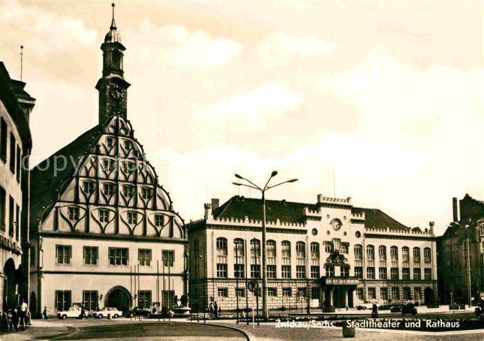 Zwickau Sachsen Stadttheater und Rathaus