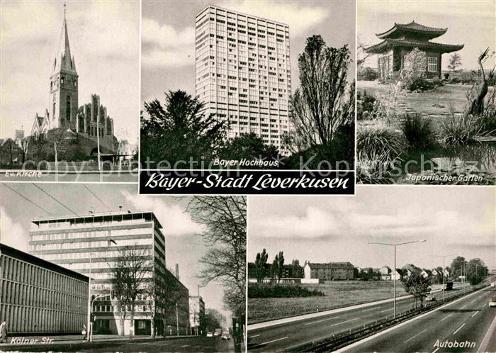 Leverkusen Ev Kirche Bayer Hochhaus Japan Garten Koelner Strasse Autobahn