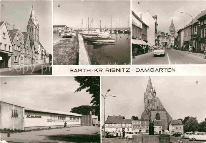 Barth Dammstr Segelbootshafen Thaelmannstr HO Kaufhalle Marktplatz St Marienkirc