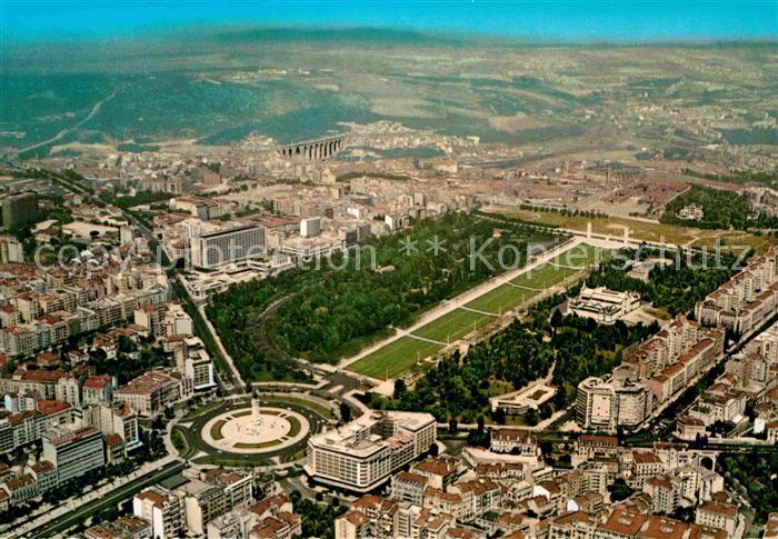 Lisboa Praca do Marques de Pombal et Parque Eduardo VII Fliegeraufnahme