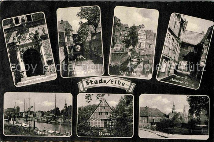 Stade Niederelbe Rathaus Portal Fleet Partie Alter Hafen Hahnentor Hafen Museum