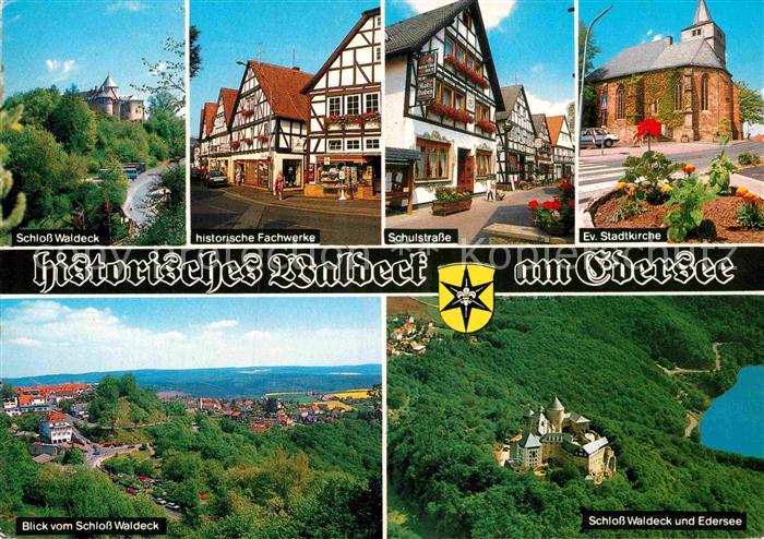Waldeck Edersee Schloss Waldeck Stadtkirche Schulstrasse Fachwerkhaeuser