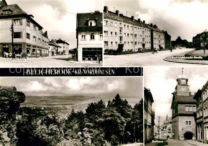 Bleicherode Kirchstrasse Karl Liebknecht Strasse Rathaus Panorama