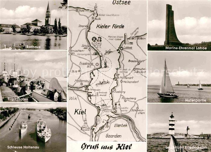 KIEL CITY Rathaus Tirpitzhafen Schleuse Holtenau Leuchtturm Friedrichsort Laboe