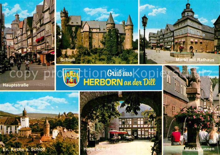 Herborn Hessen Hauptstrasse Markt Rathaus Evangelische Kirche Schloss Hohe Schul