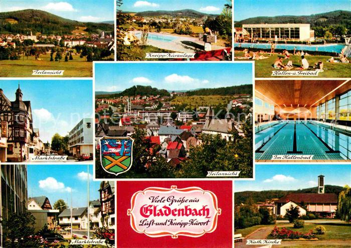 Gladenbach Hessen Kuranlage Hallen Freibad Katholische Kirche Marktsrasse Panora