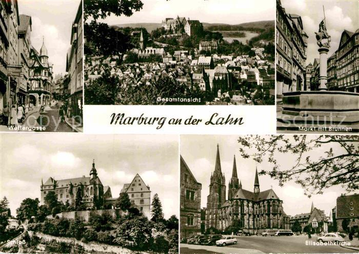 Marburg Lahn Wettergasse Markt Brunnen Schloss Elisabethkirche