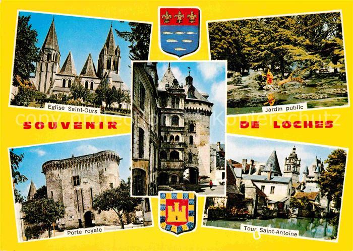 Loches Indre et Loire Kirche Park Stadttor Tour Saint Antonie