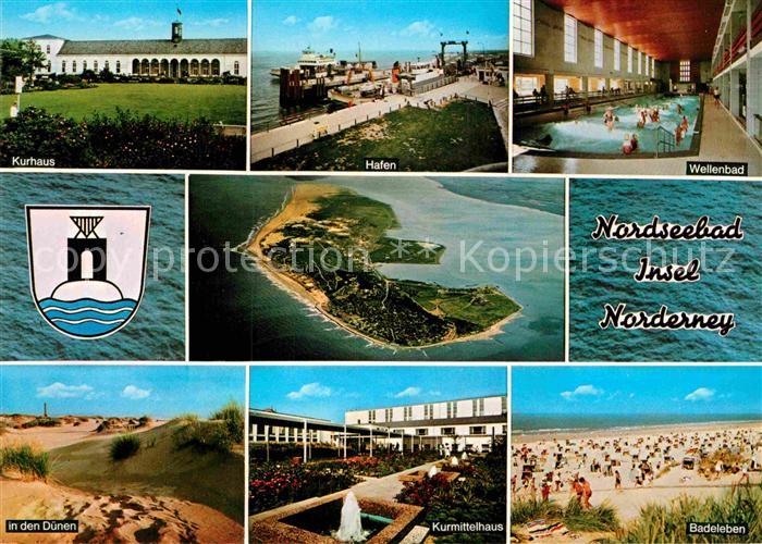 Norderney Nordseebad Kurhaus Duenen Badeleben Wellenbad Hafen Fliegeraufnahme