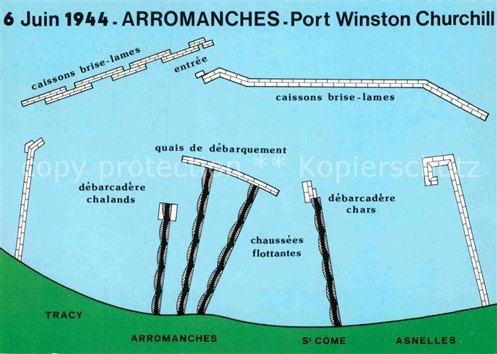 Arromanches-les-Bains Hafenkarte Winston Churchhill