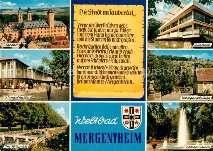Bad Mergentheim Kurhaus Wolfgangsbruecke Wasserspiele Kurpark Wandelhalle  Schlo