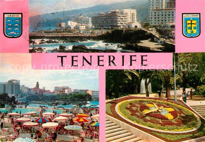 Tenerife Teilansicht Strand Blumenuhr