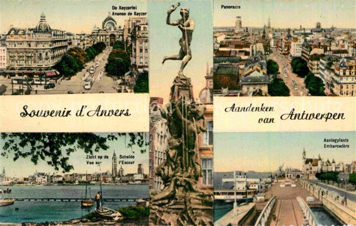 Antwerpen Anvers Avenue de Keyzer l'Escaut Embarcadere Fontaine Monument