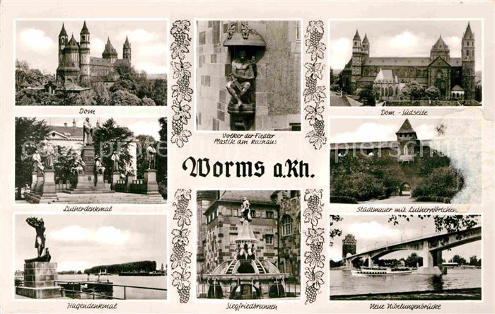 Worms Rhein Dom Lutherdenkmal Hagendenkmal Volker der Fiedler Plastik Rathaus St