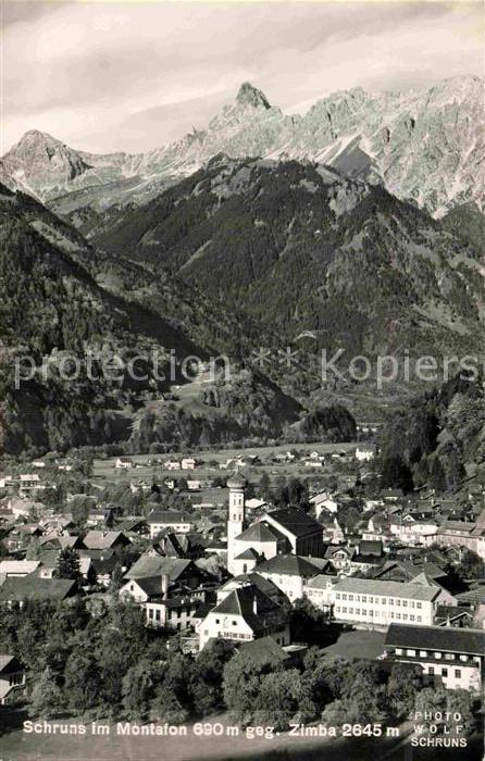 Schruns Vorarlberg Panorama Blick gegen Zimba Montafon