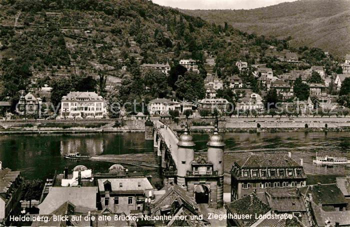 Heidelberg Neckar Blick auf alte Bruecke Neuenheimer und Ziegelhaeuser Landstras