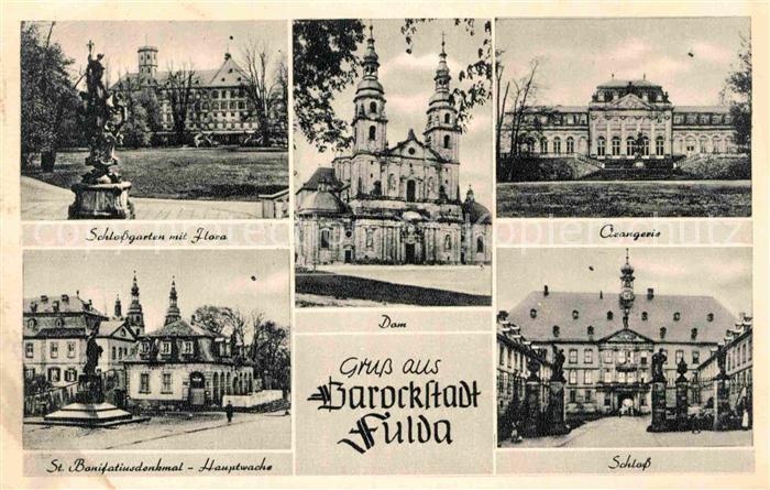 FULDA Hessen Schlossgarten mit Flora St Bonifatiusdenkmal Hauptwache Orangerie S