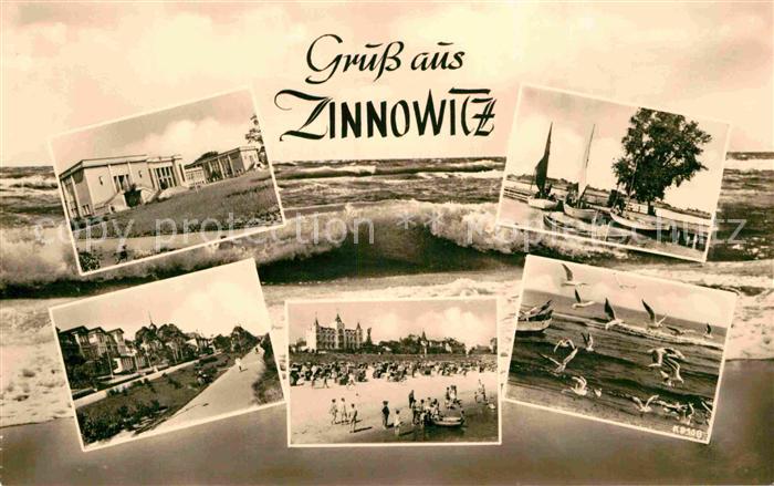 Zinnowitz Ostseebad Strand Hotel Promenade Bootsanleger Moewen