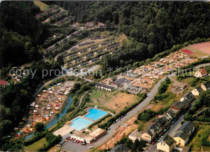 Waxweiler Feriendorf im Pruemtal Freibad Fliegeraufnahme