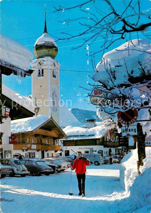 Westendorf Tirol Ortsmotiv mit Kirche im Winter Schiparadies Alpen